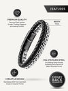 Black Leather & Silver Box Chain Bracelet