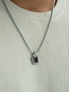 Black Onyx Square Pendant Necklace