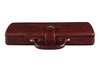 Executive Men's Leather Attache Briefcase Brown/Cherry Red