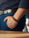 Brown Braided Leather & Tiger Eye Bead Bracelet