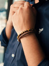 Brown Braided Leather & Tiger Eye Bead Bracelet