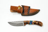 Hand-Forged Damascus Skinner | Torched Wood & Resin Hybrid Handle | Custom Field Knife TK-476