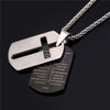Lord's Prayer Dog Tag Necklace - Stainless Steel and Black