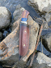 Handmade High Carbon Damascus Steel Hunting Knife/leather sheath, finger grooves TK-031