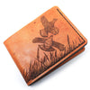 Handcrafted English Setter on Grouse Leather Bill Fold Wallet - Made to Order in USA