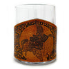 Handcrafted Leather Wrapped Whiskey Glass | Mallards in Flight