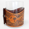 Handcrafted Leather Wrapped Whiskey Glass| SC Style Redfish Rocks Glass