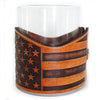 Handcrafted Leather Wrapped Whiskey Glass | Stars and Stripes Horizontal Rocks Glass