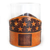 Handcrafted Leather Wrapped Whiskey Glass | Stars and Stripes Vertical Rocks Glass