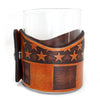 Handcrafted Leather Wrapped Whiskey Glass | Stars and Stripes Vertical Rocks Glass