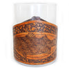 Handcrafted Whiskey Glass Leather Wrapped Glass | SC Style Striper Rocks Glass