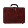 Executive Men's Leather Attache Briefcase Brown/Cherry Red