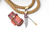 Bear Engraved Damascus Folding Knife with Leather Sheath - TF-122