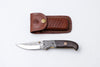 Hand-Engraved Folding Knife with Leather Sheath – Damascus-Inspired Detailing - TF-092