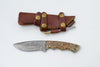 Handmade Damascus Hunting Knife with Resin & Bone Handle - TK-424
