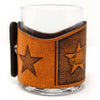 Handcrafted Leather Wrapped Whiskey Glass | TX Flag Redfish Rocks Glass