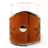 Handcrafted Leather Wrapped Whiskey Glass | TX Flag Spotted Sea Trout Rocks Glass