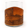 Handcrafted Leather Wrapped Whiskey Glass | TX Flag Spotted Sea Trout Rocks Glass