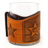 Handcrafted Leather Wrapped Whiskey Glass | TX Flag Spotted Sea Trout Rocks Glass