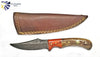 Damascus Steel Skinner Knife, Pekka Wood & Dyed Bone by Titan Td-196