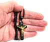 Medium black gothic crucifix cross catholic necklace for men black gold jesus stainless steel box chain jewelry for man boys INRI
