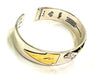 Mens Silver Eagle Biker Bracelet with Gold Trim Western Spirit Cast Raised American Eagle Bird for Men Bangle Cuff Heavy Jewelry