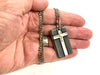 Solid stainless steel cross dog tag necklace knurled engraved detail biker heavy keel chain for men waterproof jewelry