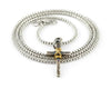 Sterling Silver Hammered Coin Cross Necklace with Brass