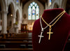 Sleek Silver Cross Necklace Men Women, Waterproof Steel Pendant