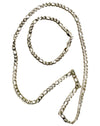Curb Chain Necklace Bracelet Set, Waterproof Silver Gold Links