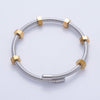 Stainless Steel Men's Bracelet Bolted Ribbed Cuff Bracelet in Silver & Mixed Metal | WA-3796 WA-3797